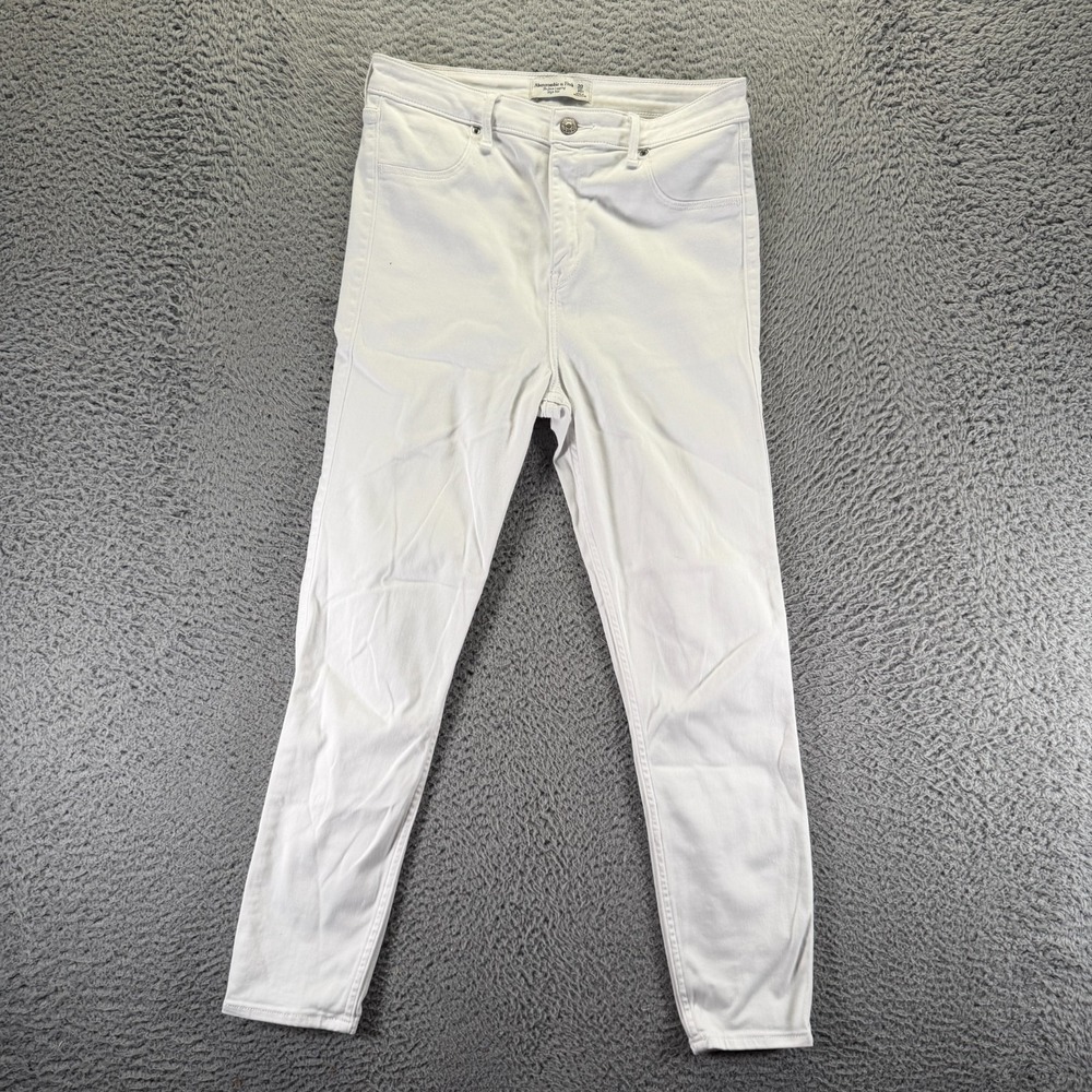 Abercrombie & Fitch Jeans Womens 10 White Cotton Denim Jegging High Rise Stretch